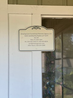 Amazing Care Counseling & Recovery Agency office signage